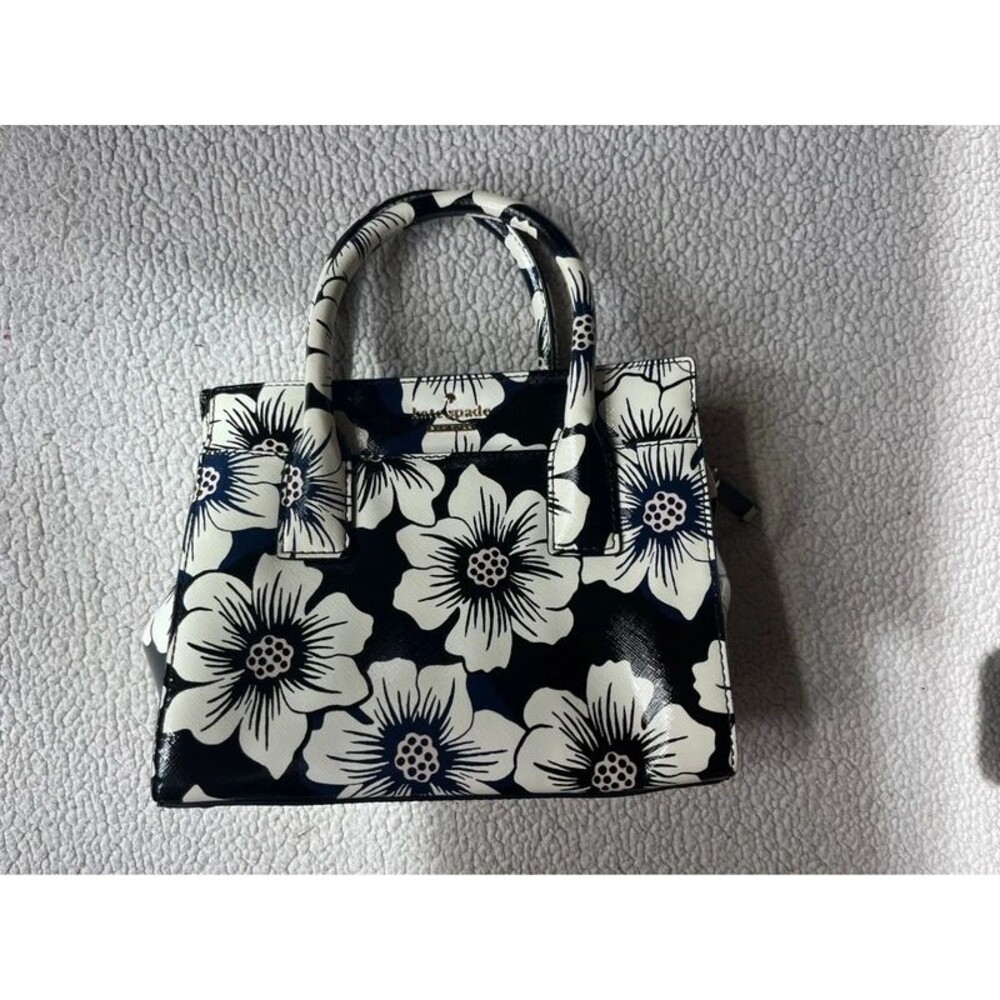 Kate Spade Cameron Street Floral Mini Candace Satchel Black White Floral Pattern